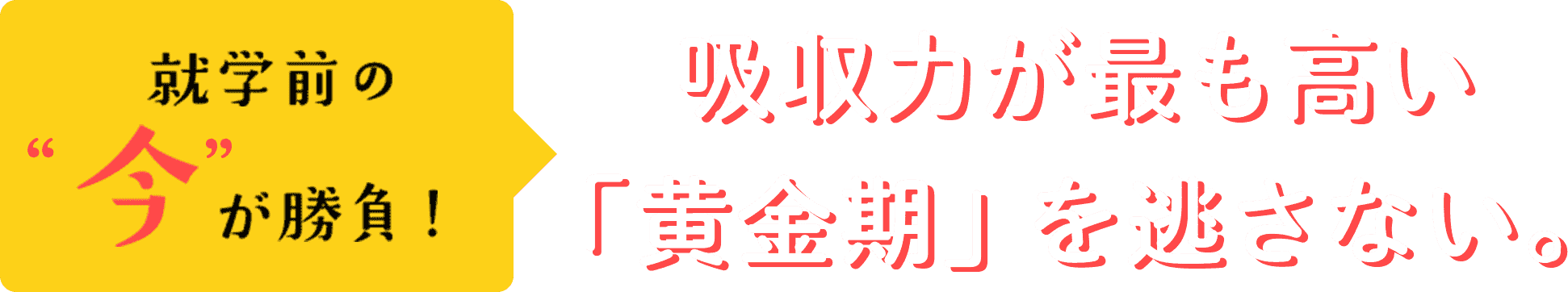 吸収力が最も高い「黄金期」を逃さない。